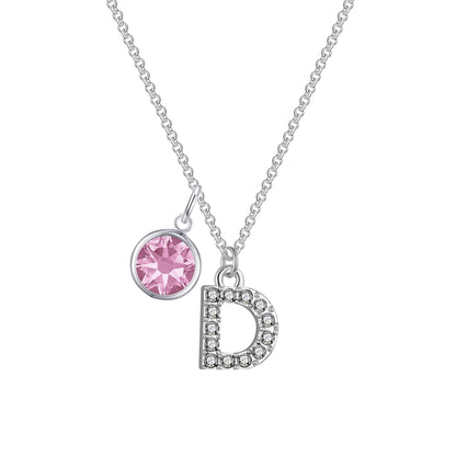 Pave Initial D Necklace with Birthstone Charm Created with Zircondia® Crystals