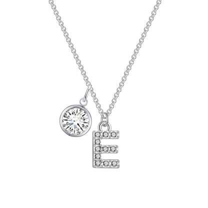 Pave Initial E Necklace with Birthstone Charm Created with Zircondia® Crystals