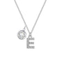 Pave Initial E Necklace with Birthstone Charm Created with Zircondia® Crystals