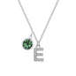 Pave Initial E Necklace with Birthstone Charm Created with Zircondia® Crystals