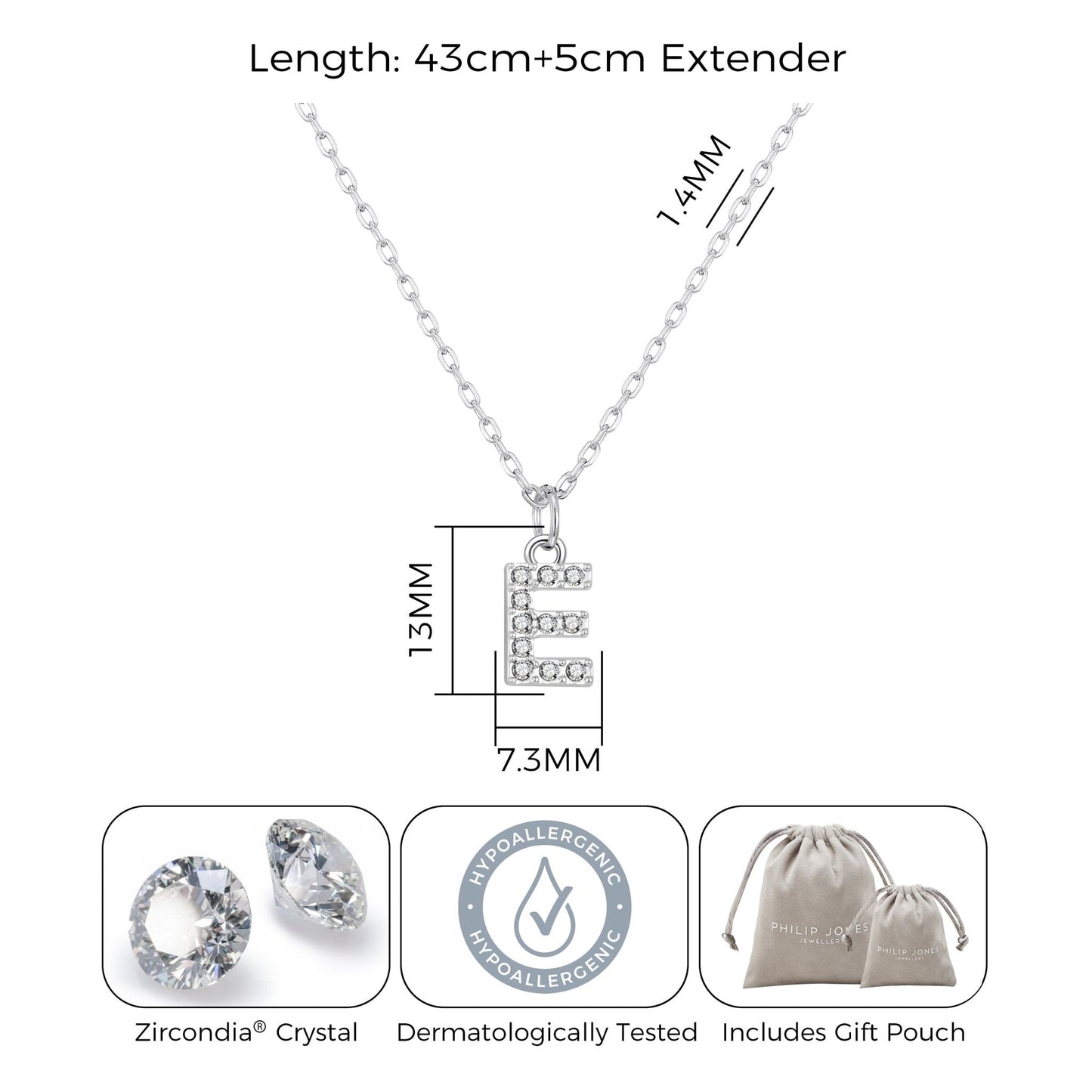 Pave Initial Necklace Letter E Created with Zircondia® Crystals