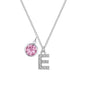 Pave Initial E Necklace with Birthstone Charm Created with Zircondia® Crystals