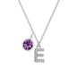 Pave Initial E Necklace with Birthstone Charm Created with Zircondia® Crystals