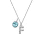 Pave Initial F Necklace with Birthstone Charm Created with Zircondia® Crystals