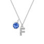 Pave Initial F Necklace with Birthstone Charm Created with Zircondia® Crystals