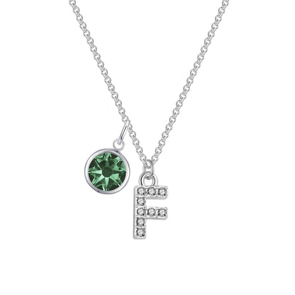 Pave Initial F Necklace with Birthstone Charm Created with Zircondia® Crystals