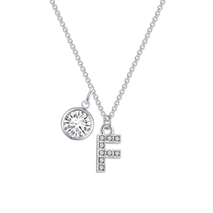 Pave Initial F Necklace with Birthstone Charm Created with Zircondia® Crystals