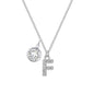 Pave Initial F Necklace with Birthstone Charm Created with Zircondia® Crystals