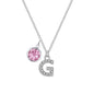 Pave Initial G Necklace with Birthstone Charm Created with Zircondia® Crystals