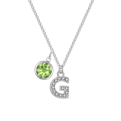 Pave Initial G Necklace with Birthstone Charm Created with Zircondia® Crystals
