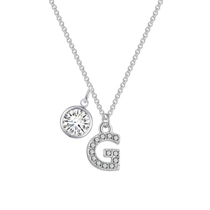 Pave Initial G Necklace with Birthstone Charm Created with Zircondia® Crystals