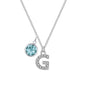 Pave Initial G Necklace with Birthstone Charm Created with Zircondia® Crystals