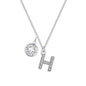 Pave Initial H Necklace with Birthstone Charm Created with Zircondia® Crystals