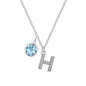 Pave Initial H Necklace with Birthstone Charm Created with Zircondia® Crystals