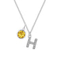Pave Initial H Necklace with Birthstone Charm Created with Zircondia® Crystals