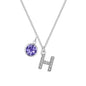 Pave Initial H Necklace with Birthstone Charm Created with Zircondia® Crystals
