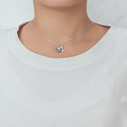 Pave Initial I Necklace with Birthstone Charm Created with Zircondia® Crystals