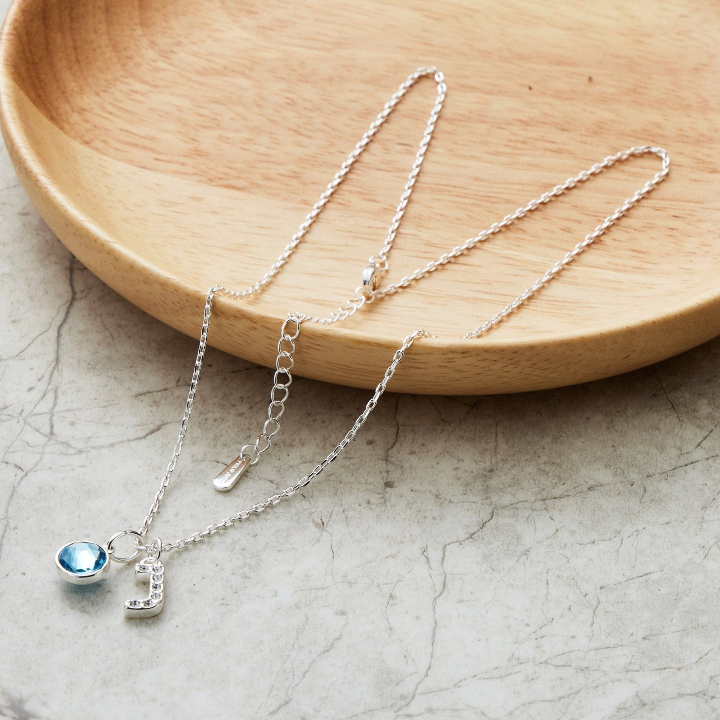 Pave Initial J Necklace with Birthstone Charm Created with Zircondia® Crystals