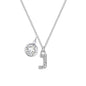 Pave Initial J Necklace with Birthstone Charm Created with Zircondia® Crystals