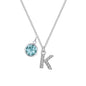 Pave Initial K Necklace with Birthstone Charm Created with Zircondia® Crystals