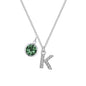 Pave Initial K Necklace with Birthstone Charm Created with Zircondia® Crystals
