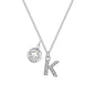 Pave Initial K Necklace with Birthstone Charm Created with Zircondia® Crystals