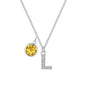 Pave Initial L Necklace with Birthstone Charm Created with Zircondia® Crystals