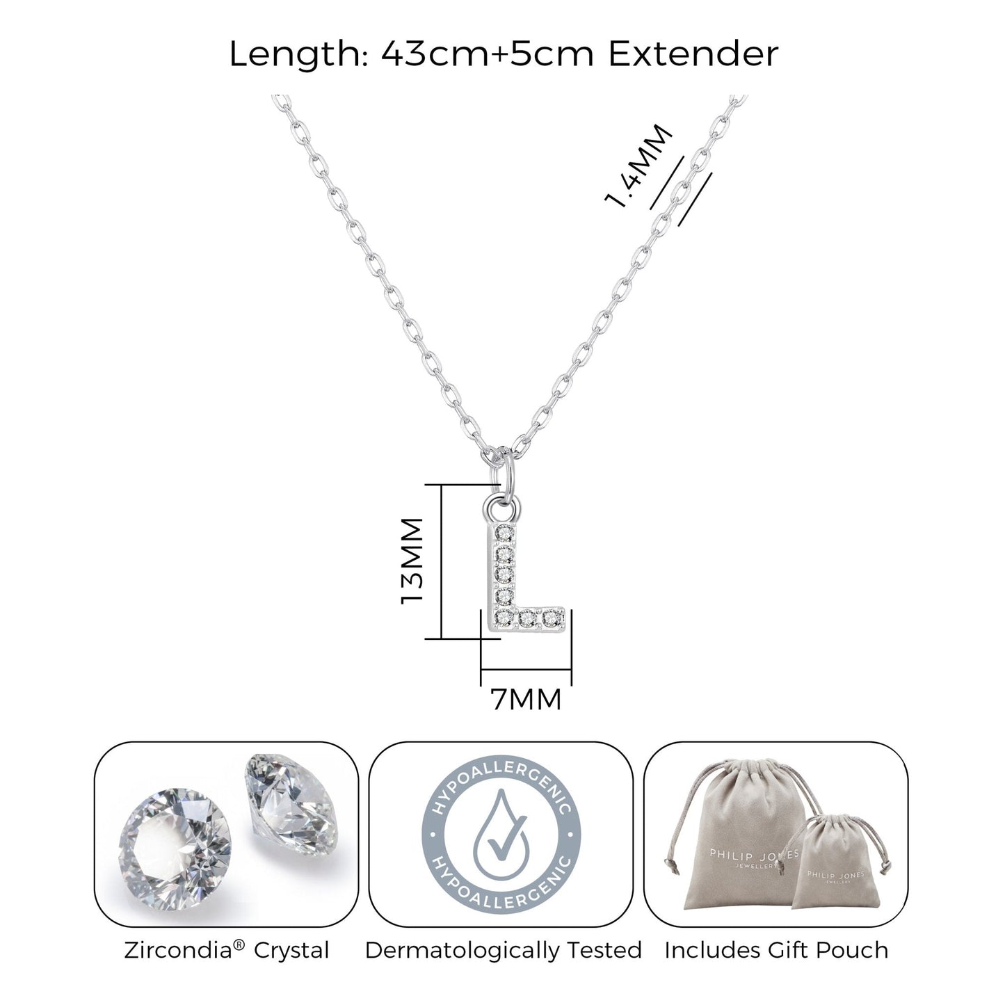 Pave Initial Necklace Letter L Created with Zircondia® Crystals