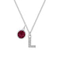 Pave Initial L Necklace with Birthstone Charm Created with Zircondia® Crystals