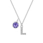 Pave Initial L Necklace with Birthstone Charm Created with Zircondia® Crystals