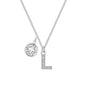 Pave Initial L Necklace with Birthstone Charm Created with Zircondia® Crystals