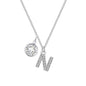 Pave Initial N Necklace with Birthstone Charm Created with Zircondia® Crystals