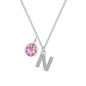 Pave Initial N Necklace with Birthstone Charm Created with Zircondia® Crystals