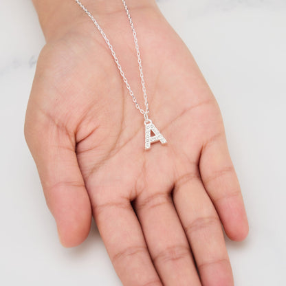 Pave Initial Necklace Letter A Created with Zircondia® Crystals