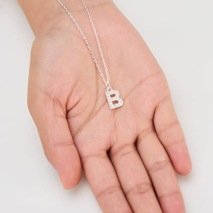 Pave Initial Necklace Letter B Created with Zircondia® Crystals
