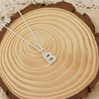 Pave Initial Necklace Letter B Created with Zircondia® Crystals