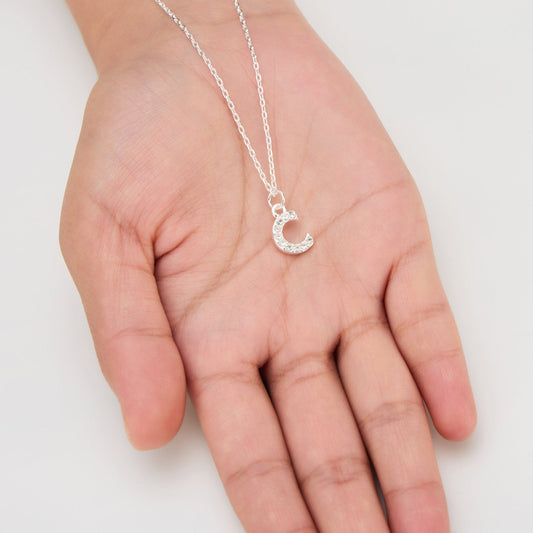 Pave Initial Necklace Letter C Created with Zircondia® Crystals