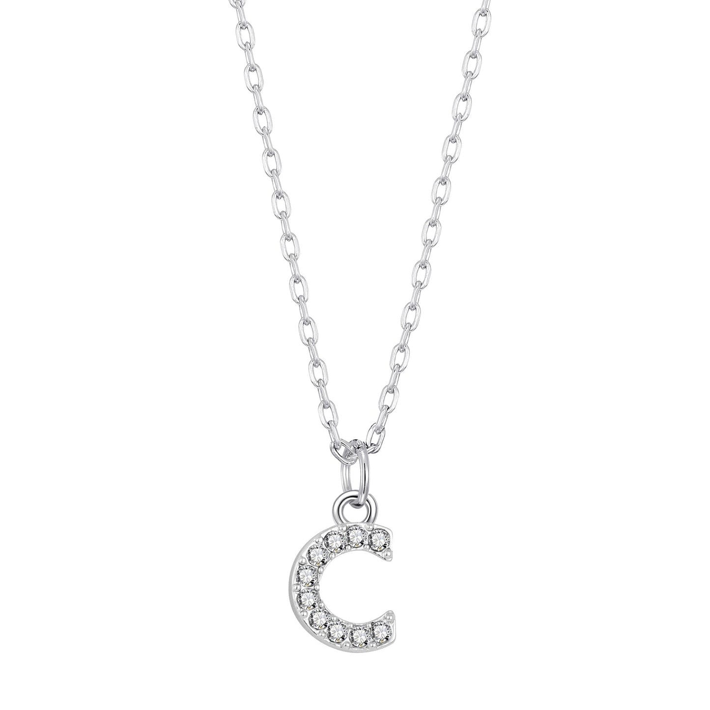 Pave Initial Necklace Letter C Created with Zircondia® Crystals