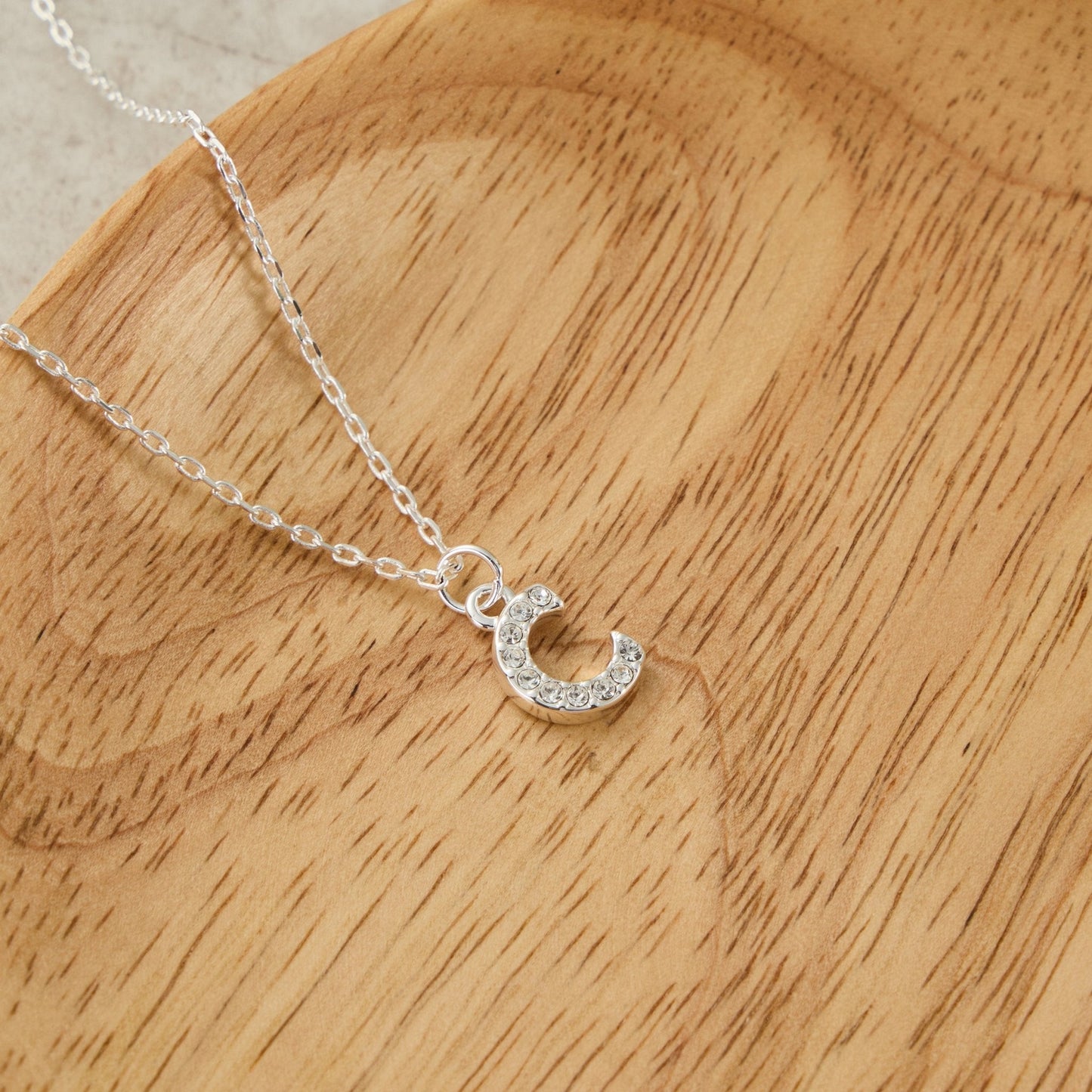 Pave Initial Necklace Letter C Created with Zircondia® Crystals