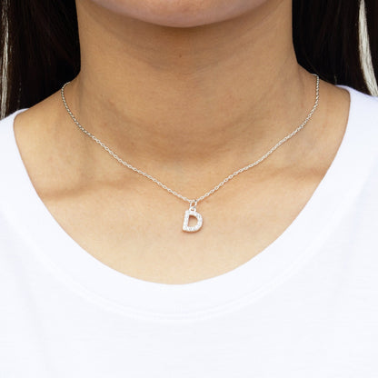 Pave Initial Necklace Letter D Created with Zircondia® Crystals