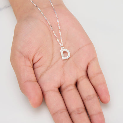 Pave Initial Necklace Letter D Created with Zircondia® Crystals