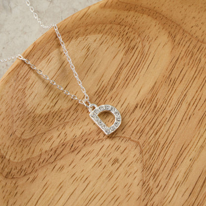 Pave Initial Necklace Letter D Created with Zircondia® Crystals