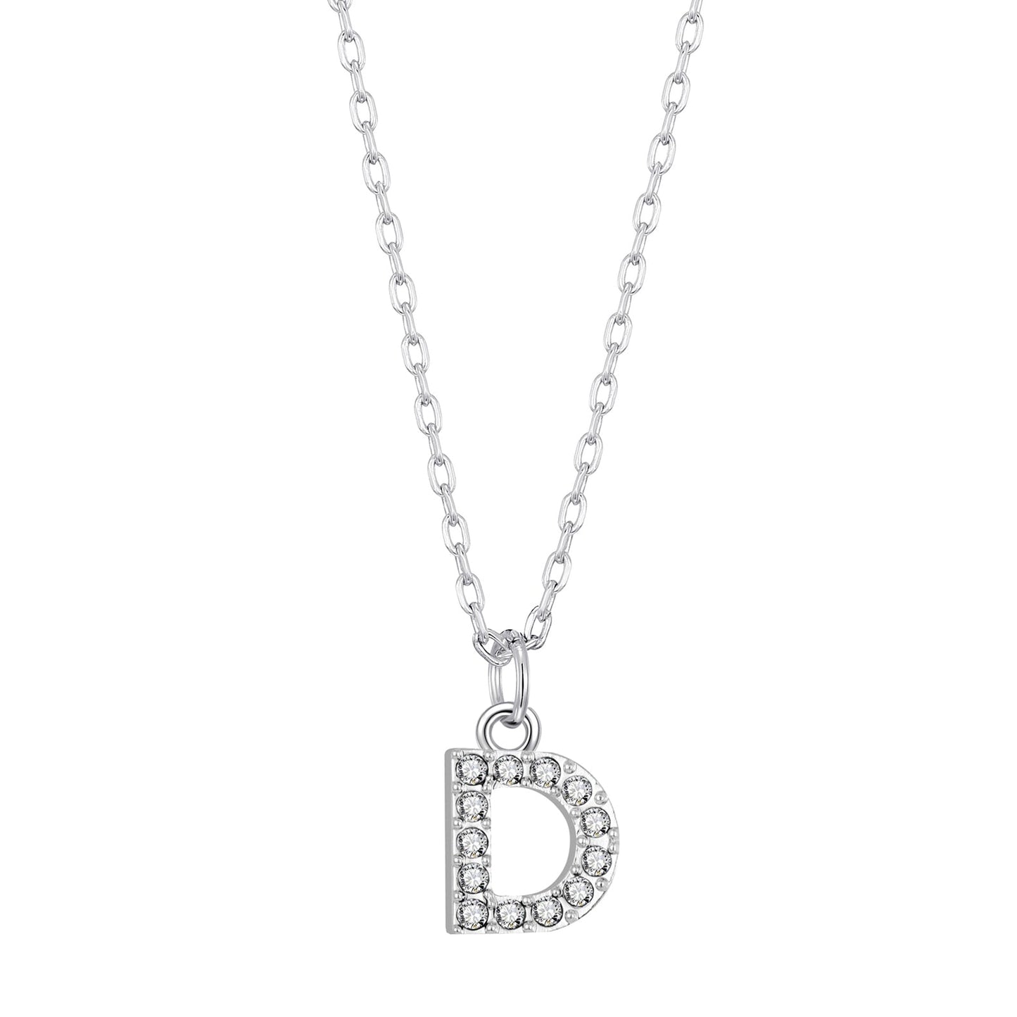 Pave Initial Necklace Letter D Created with Zircondia® Crystals
