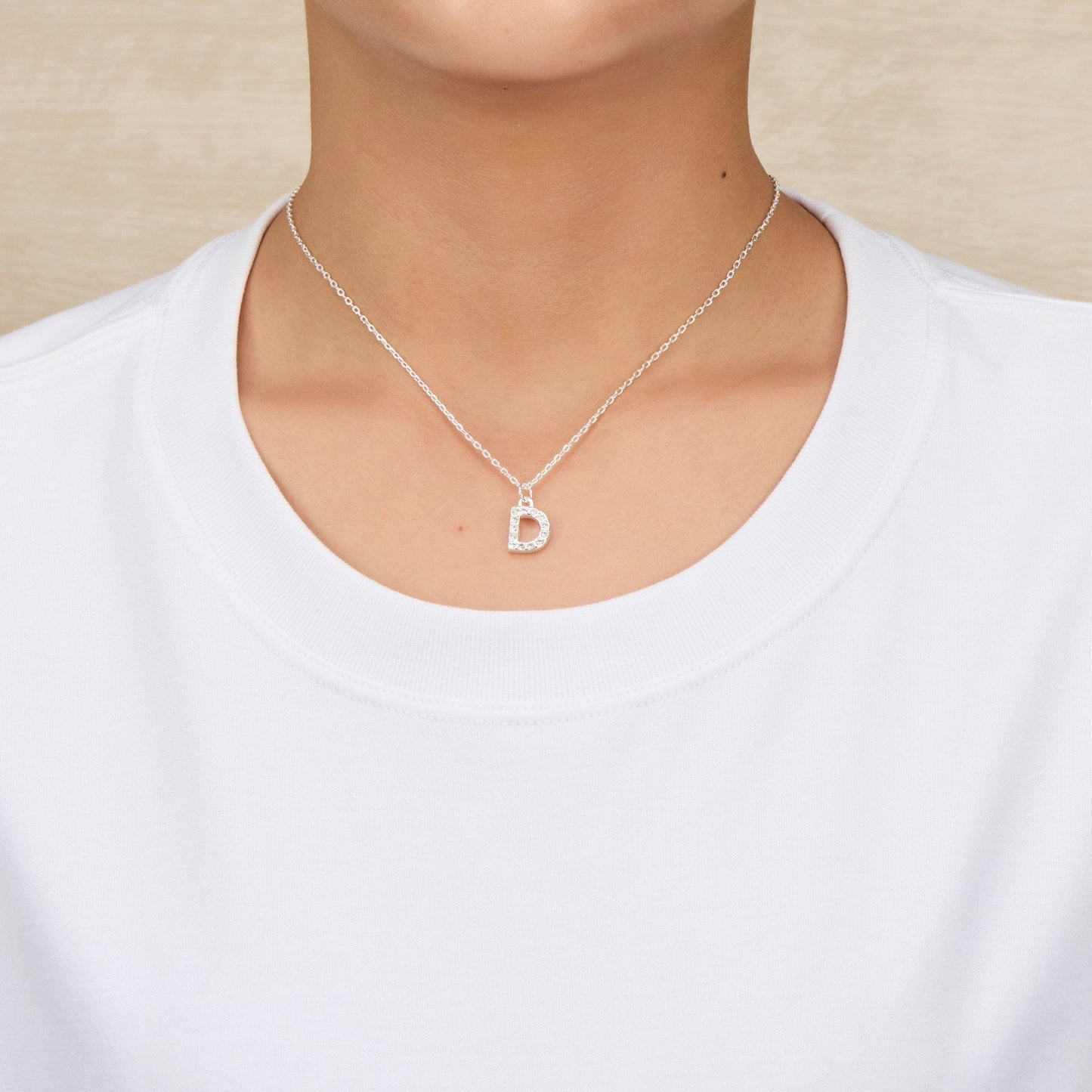 Pave Initial Necklace Letter D Created with Zircondia® Crystals