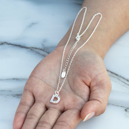 Pave Initial Necklace Letter D Created with Zircondia® Crystals