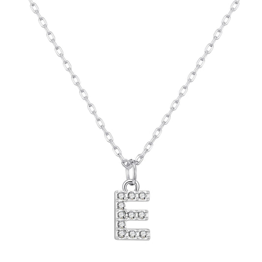 Pave Initial Necklace Letter E Created with Zircondia® Crystals