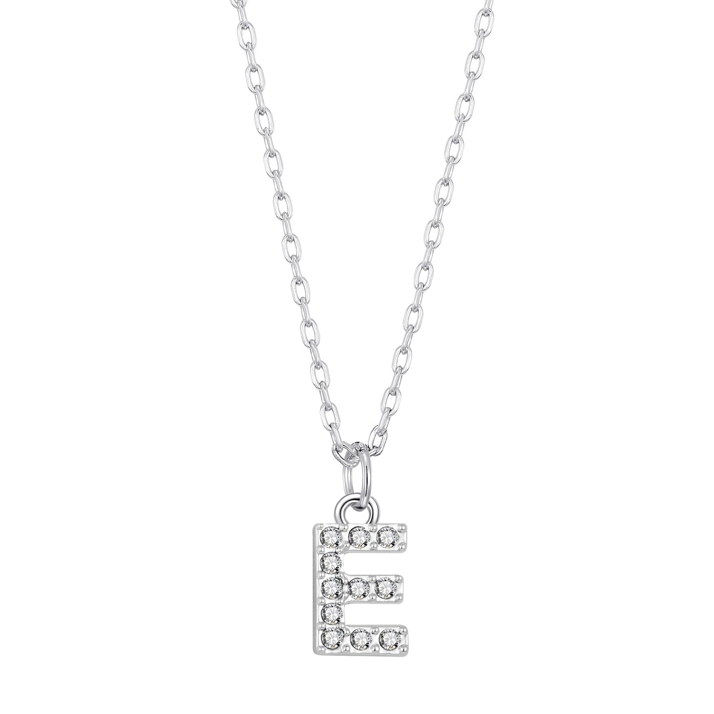 Pave Initial Necklace Letter E Created with Zircondia® Crystals
