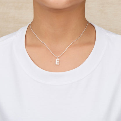 Pave Initial Necklace Letter E Created with Zircondia® Crystals
