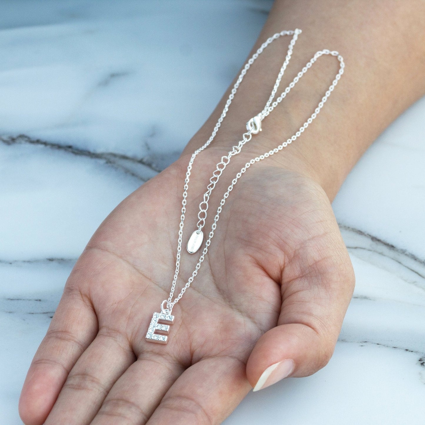 Pave Initial Necklace Letter E Created with Zircondia® Crystals