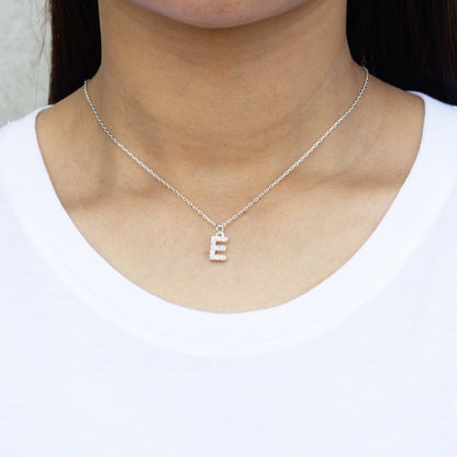 Pave Initial Necklace Letter E Created with Zircondia® Crystals